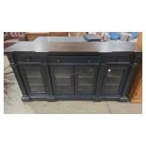 GLASS FRONT WOOD ENTERTAINMENT STAND72'X19.5'X36.'