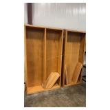 2 WOOD SHELVES W/ SHELVES AND PEGS