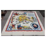 ALASKA 49TH STATE  VTG TABLE CLOTH 1950'S