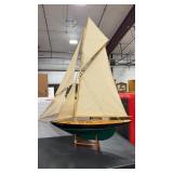 HALF HULL SAIL BOAT REPLICA W/STAND
