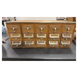 15 DRAWER WOOD  CARD CATALOGUE