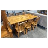 PINE LOG STYLE TABLE & 6 CHAIRS