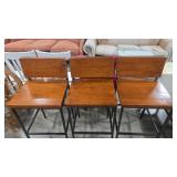 3 - WOOD & METAL PUB HEIGHT STOOLS