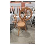 SPINNING WHEEL & STOOL