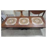 MCM TILE INLAY WOOD & METAL COCKTAIL TABLE