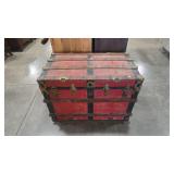 WOOD & METAL ANTQ FLAT TOP TRUNK