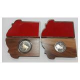 2 - 1 OZ SILVER LEWIS & CLARK/MONTANA ROUNDS  W/