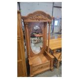 OAK CONTEMPO LIGHTED HALL TREE W/ STORAGE