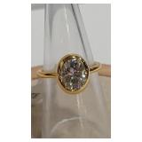925 MOISSANITE 2 CT  OVAL GOLD TONE SOLITARE