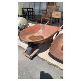 METAL AND WOOD WHEEL BARROW