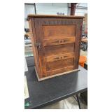 STENCILED ANTQ DEPOT CABINET W/KEY