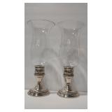 2 - LAMERIL WEIGHTED STERLING/GLASS CANDLE STANDS