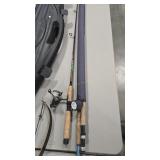 2 FLY RODS WITH CASE AND SPIN REEL FISHING POLE