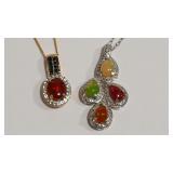 925 GARNET COLOR & CZ GOLD TONE & MULTI OPAL COLOR
