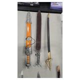 3 DECORATIVE SWORDS W, SHEATHS