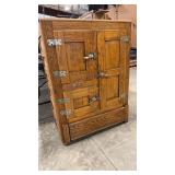 BELDING-HALL OAK ANTQ ICE BOX W/SHELVES