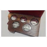 5 - 1 OZ SILVER MONTANA CENTENNIAL ROUNDS W/ WOOD