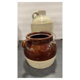#1 1 HANDLED JUG & DBL GLAZE BEAN POT - NO LID