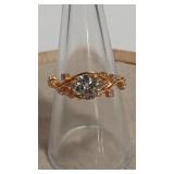 925 MOISSANITE 1 CT GOLD TONE SOLITARE RING