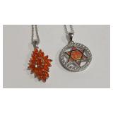 2 - 925 OPAL COLOR & CZ NECKLACES