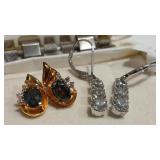 925 MYSTIC TOPAZ  GOLD TONE  & CZ EARRINGS