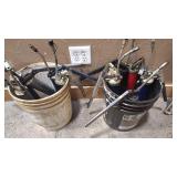 2 BUCKETS OF ASSORTED GREASE GUNS