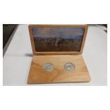 2 - 1.5 OZ SILVER LEWIS & CLARK ROUNDS W/ WOOD