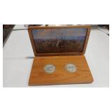 2 - 1.5 OZ SILVER LEWIS & CLARK ROUNDS W/ WOOD