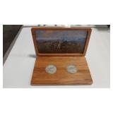 2 - 1.5 OZ SILVER LEWIS & CLARK ROUNDS W/ WOOD