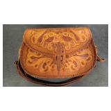 TOOLED VTG LEATHER HANDBAG
