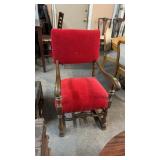 RED UPHOLSTERD ARM CHAIR