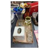BX OF VASES, TISSUE HOLDER & OTHER VASES