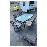 GLASS TOP PATIO TABLE & 6 CHAIRS