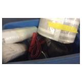 SM BLUE TOTE W/ AUTO DECALS, RUBBER TUB MATS,