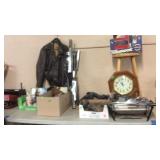 GROUP W/ FARBERWARE COOKER, CLOCK, STOOL, LEATHER