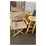 2 DIRECTOR STYLE CHAIRS & 2 BAR STOOLS