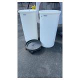 TWO 80 GALLON DRUMS W/ ROLLING CART