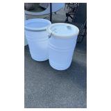 TWO 35 GALLON WHITE DRUMS
