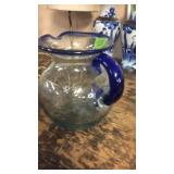 BLUE RIM PITCHER