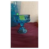 BLUE INDIANA GLASS COMPOTE