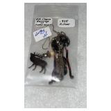ELK CHARM EARRINGS W/ FEATHER ACCENT .925 SILVER
