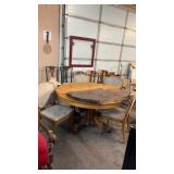 ANTIQUE ROUND OAK CLAW FOOT TABLE & 5 CHAIRS