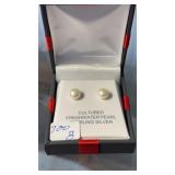 CULTURED FRESH WATER PEARL & STERLING EARRINS