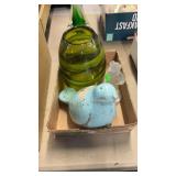 MURANO GLASS VASE, TERRA COTTA BLUE BIRD & MISC