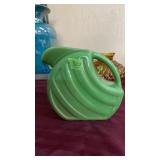 UNMARKED GREEN CERAMIC PITCHER