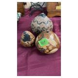 3 PAINTED GOURDS