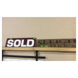 'SLEIGH RIDES' WOOD SIGN & METAL 'SOLD' SIGN