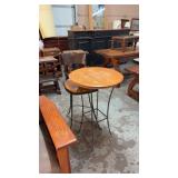 TALL OAK PUB TABLE & 1 STOOL