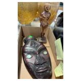 NEW ZEALAND CARVED MASK W/ MOTHER OF PEARL EYES