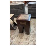 HEAVY RUSTIC WOOD INLAID PEDESTAL 14.5'X14.5'X24'